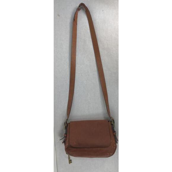 Fossil Brown Leather Crossbody Handbag with Key Charm B4 - Picture 7 of 9
